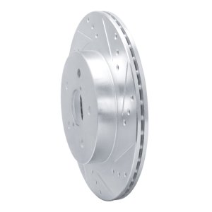 Subaru WRX Brake Rotor (1) - Rear Right - R1 Concepts - Drilled & Slotted - Silver - `15-`25
